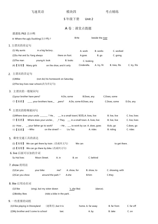 (完整版)译林英语五下5BU2考点精练