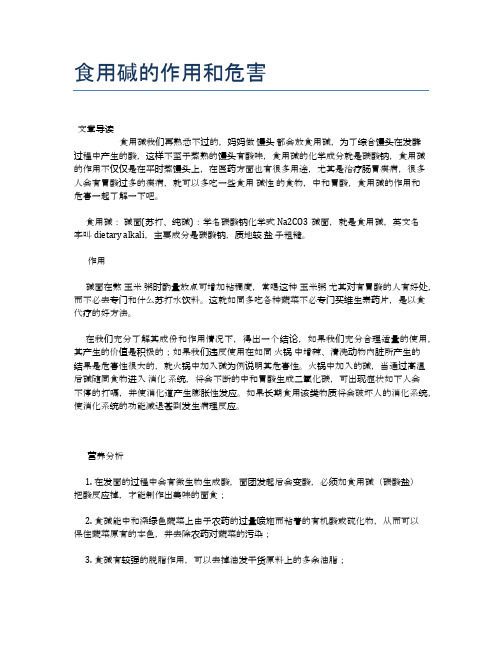 食用碱的作用和危害【养生小知识】