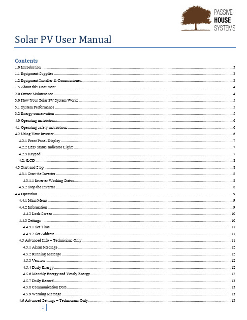 Solar PV User Manual