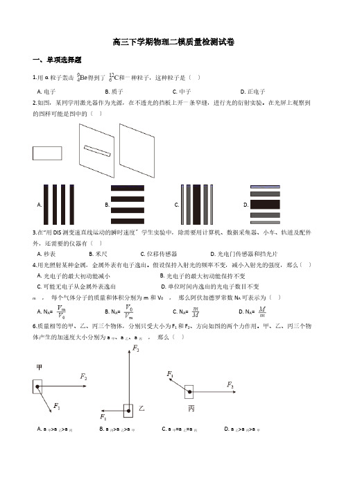 上海市普陀区高三下学期物理二模质量检测试卷解析版