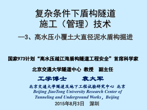 复杂条件下盾构施工技术3-高水压小覆土大直径泥水盾构掘进