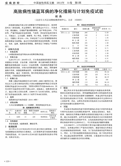 高致病性猪蓝耳病的净化措施与计划免疫试验