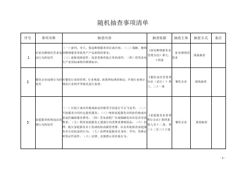 随机抽查事项清单