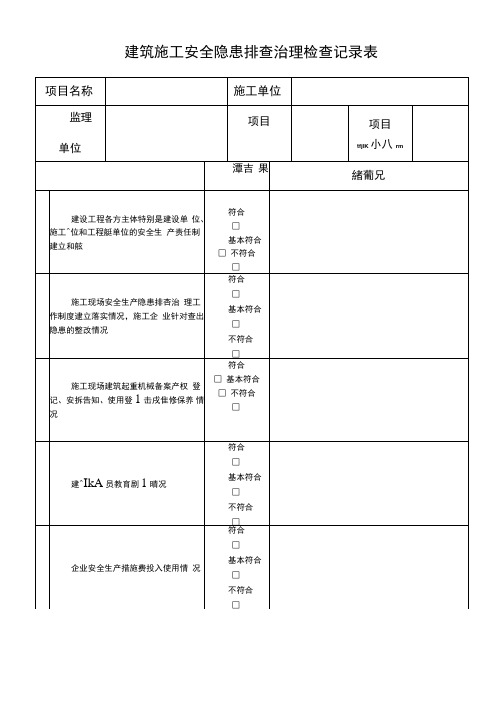 建筑施工安全隐患排查治理检查记录表