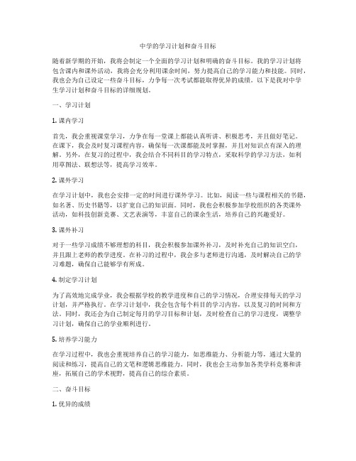 中学的学习计划和奋斗目标