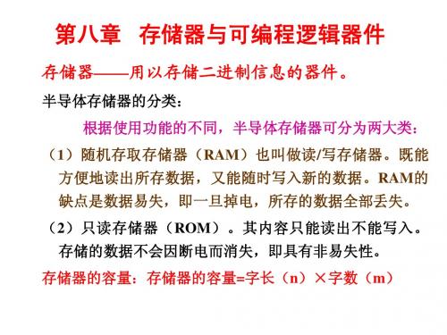 脉冲与数字电路第八章 存储器与可编程逻辑器件