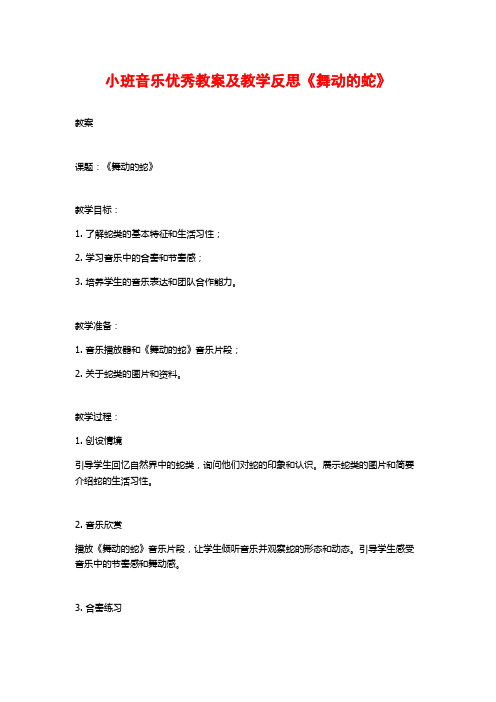 小班音乐优秀教案及教学反思《舞动的蛇》