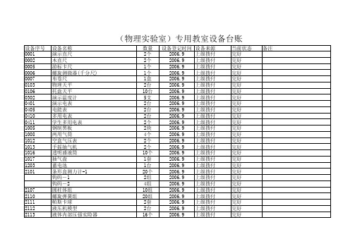 物理实验室台账2009—2010学年