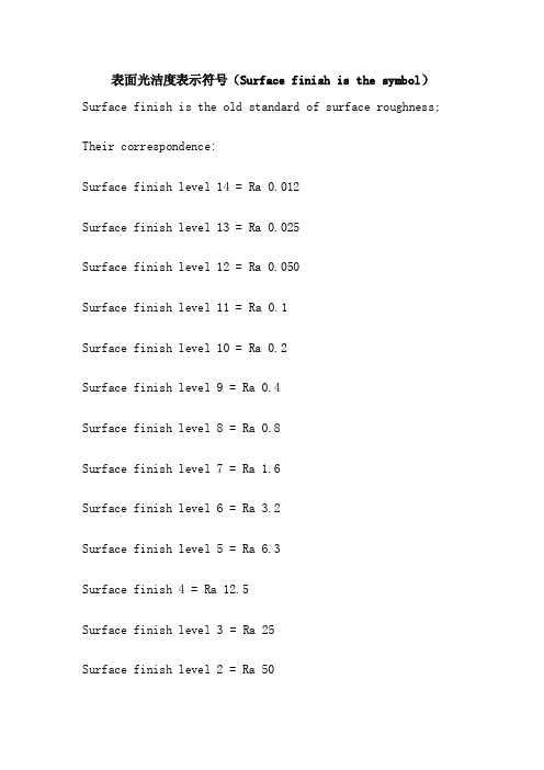 表面光洁度表示符号（Surfacefinishisthesymbol）