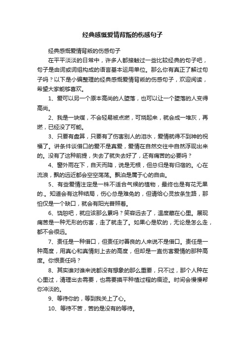 经典感慨爱情背叛的伤感句子