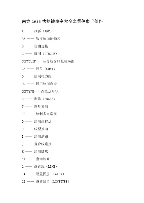 南方cass快捷键命令大全-南方csaa快捷命令