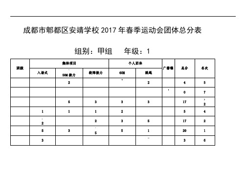 运动会成绩册