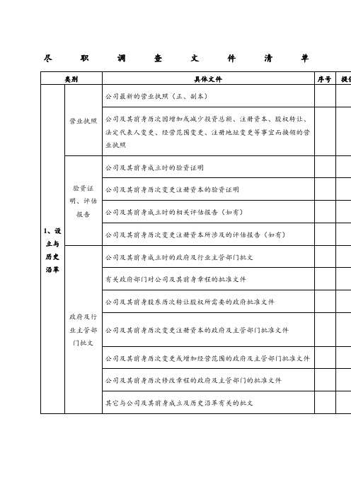 法务尽职调查文件清单