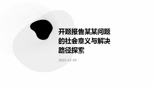 开题报告某某问题的社会意义与解决路径探索