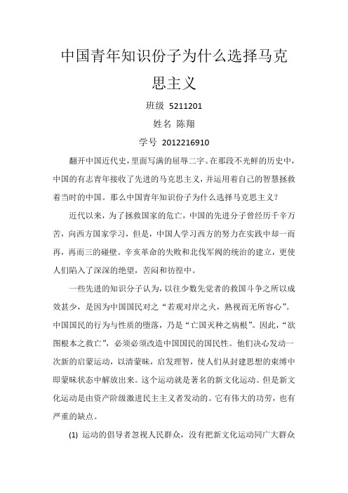 中国青年知识份子为什么选择马克思主义