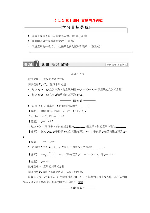 2018版高中数学第二章平面解析几何初步2.1.2第1课时直线的点斜式学案苏教版