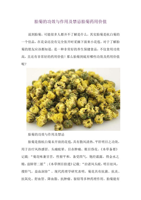 胎菊的功效与作用及禁忌 胎菊药用价值