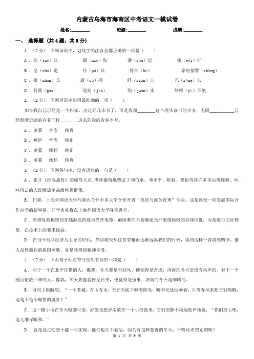内蒙古乌海市海南区中考语文一模试卷