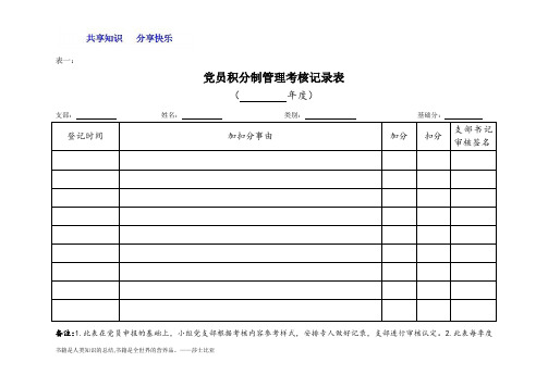 党员积分制考核表格