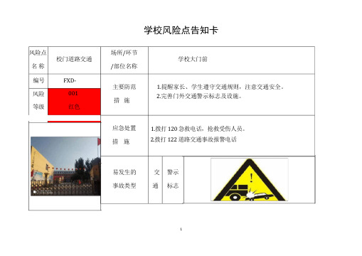 学校风险点告知卡