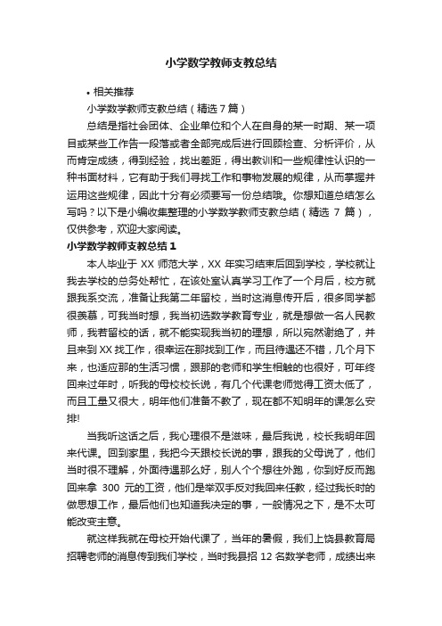 小学数学教师支教总结