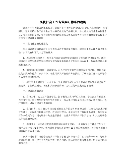 高校社会工作专业实习体系的建构