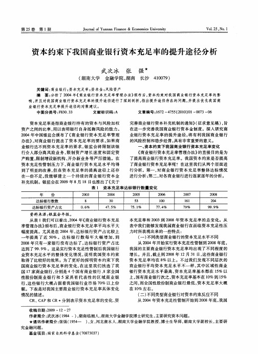 资本约束下我国商业银行资本充足率的提升途径分析