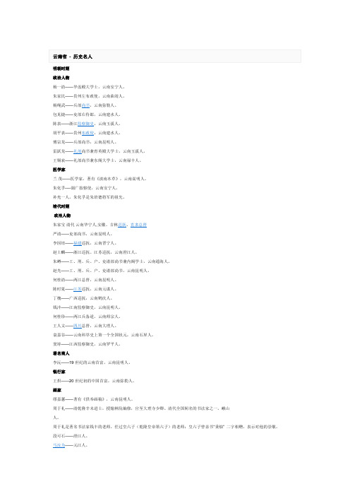 云南历史人物