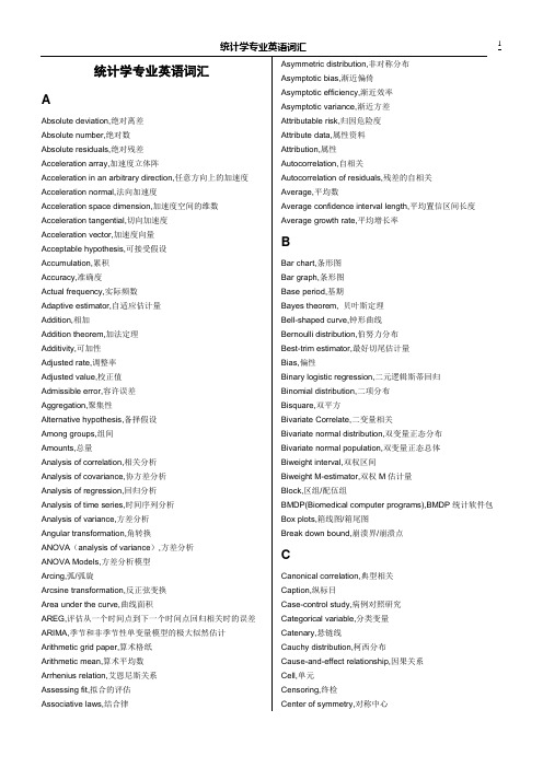 统计学专业英语词汇