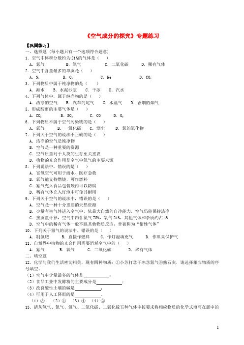 中考化学总复习《空气成分的探究》专题练习(含解析)