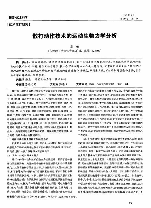 散打动作技术的运动生物力学分析