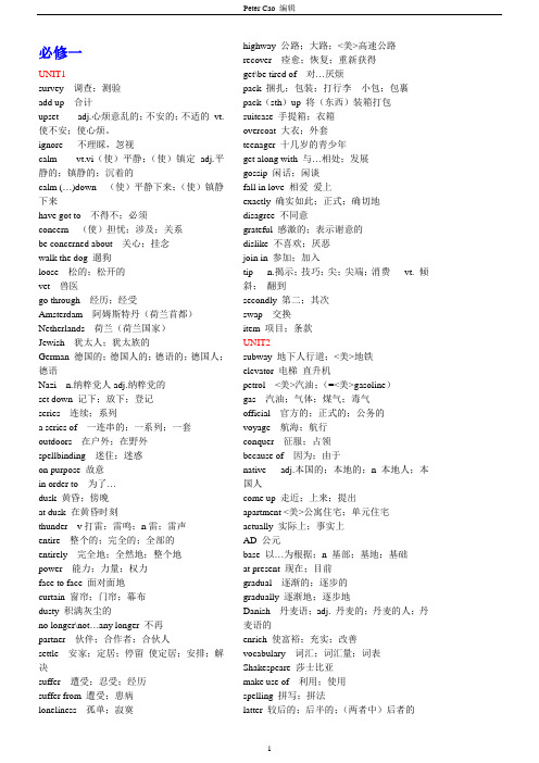 人教版高中英语单词表(必修1至选修8带目录)