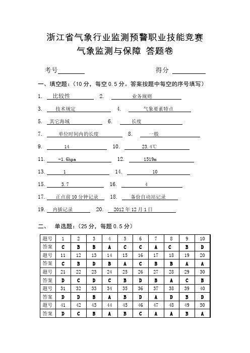 2014浙江省竞赛测报答案