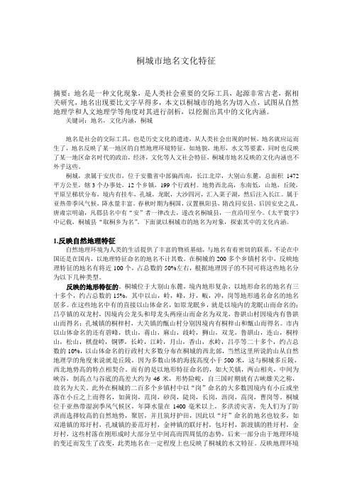 桐城市地名文化探析
