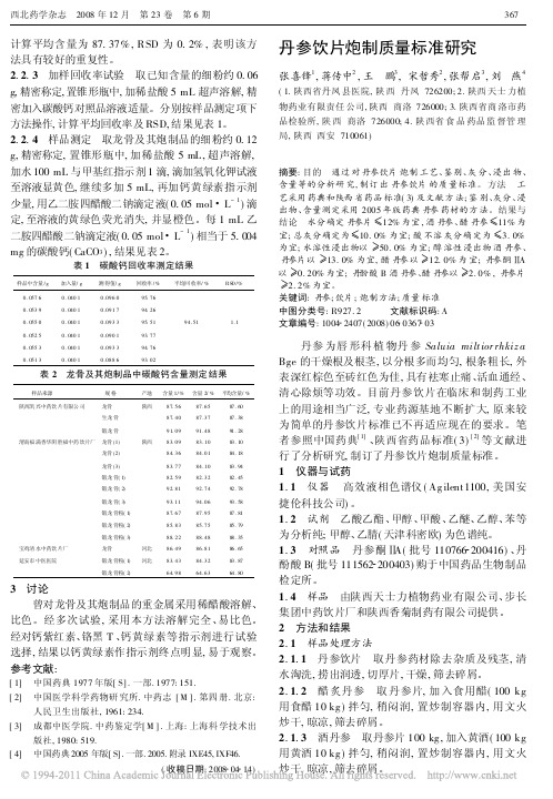 丹参饮片炮制质量标准研究_张喜锋