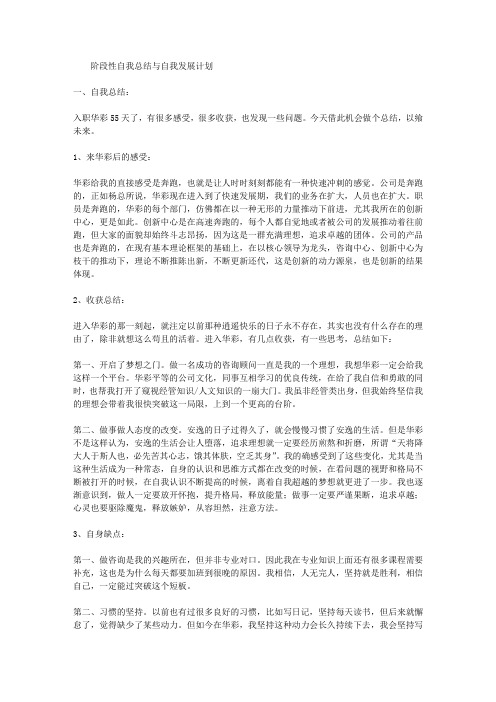 阶段性自我总结与自我发展计划