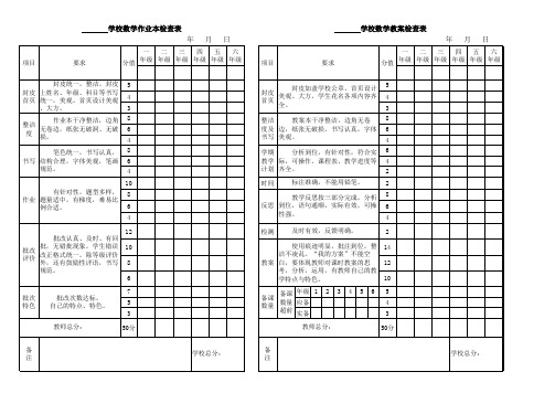 数学教案作业检查表