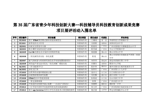 第35届广东青少年科技创新大赛--科技辅导员科技教育创新