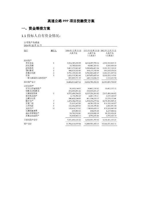 高速公路PPP项目投融资方案.doc