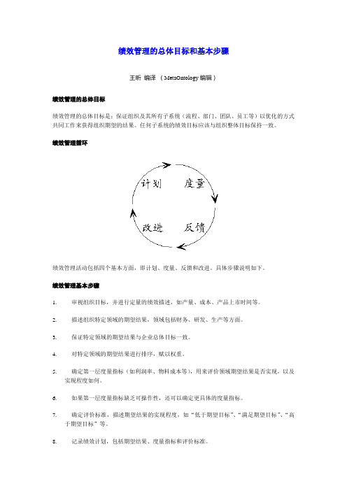 绩效管理的总体目标和基本步骤