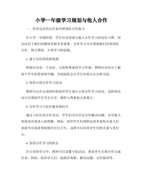 小学一年级学习规划与他人合作