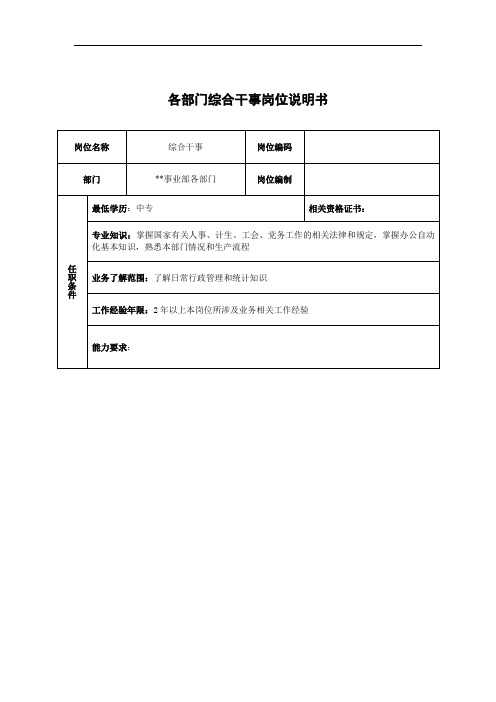 国际公司部门岗位职务说明书3