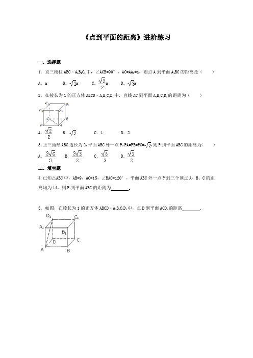 《点到平面的距离》进阶练习(二)