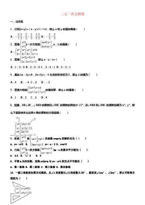 2017年中考数学专题练习二元一次方程组含解析