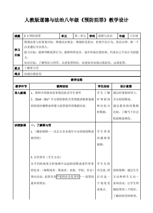 新人教版九年级道德与法治上册《2单元 遵守社会规则  第五课 做守法的公民  预防犯罪》优质课教案_10