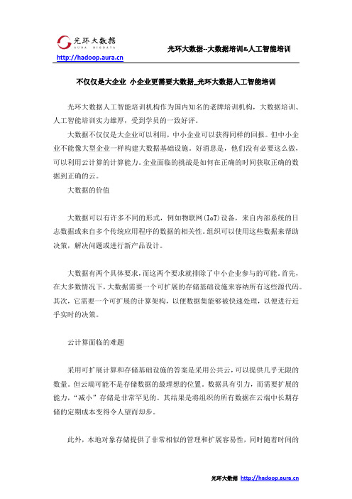 不仅仅是大企业 小企业更需要大数据_光环大数据人工智能培训