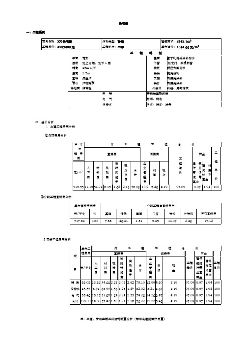 北京某住宅楼造价分析报告