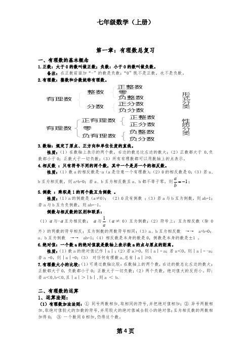 人教版七年级数学上册各章知识点总结(最新最全)