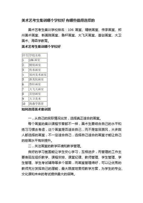 美术艺考生集训哪个学校好有哪些值得选择的