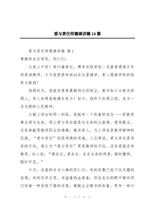 爱与责任师德演讲稿14篇